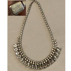 Vintage Signed Weiss Clear Crystal Rhinestone Necklace 16” Choker